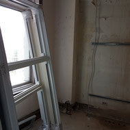Installation of new window frames.