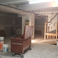 Basement is looking drastically different with the recent additions of drywall.