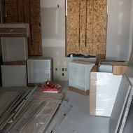 Cabinets have arrived, ready for install.