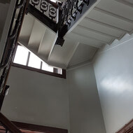 A shot of the original iron spindles on main staircase.