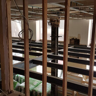 The framework is being done on the Mezzanine floor, making it into a residential floor, rather than being open and looking down onto the main floor.