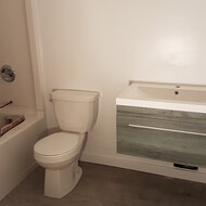 Bathroom in one of the 1 Bedroom units starting to come together.