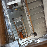 Around and around and around we go! Can't wait to see this staircase refurbished with it's historical elements preserved!