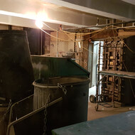 Basement work being done around one of the original vaults of the Sterling Bank Building.