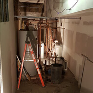 One of the utility rooms under construction in the basement.