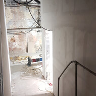 More drywall additions in the basement. Night and day difference as far as lighting goes. Not so creepy looking anymore! 